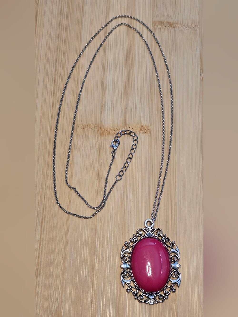 🔥🩷Vibrant Hot Pink Statement Necklace | Vintage Style Pendant